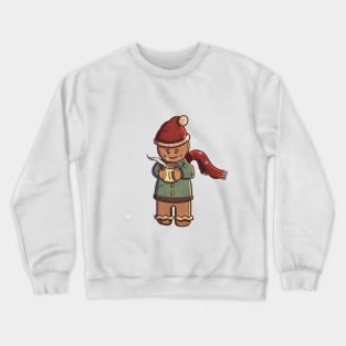 Christmas gingerbread man drinking a coffee Crewneck Sweatshirt